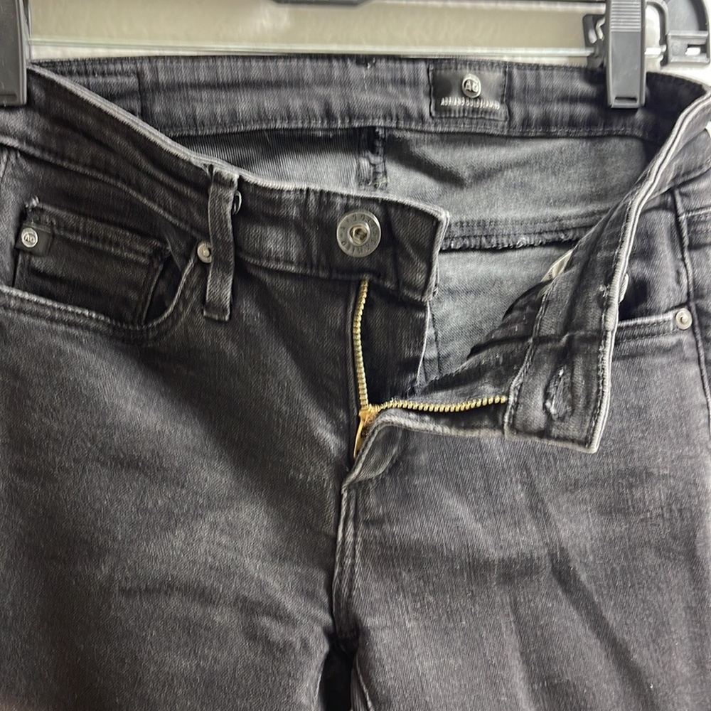 S) AG Adriano Goldschmied Super Stretch Split side Slim Ankle Skinny Jeans Black - Picture 4 of 12